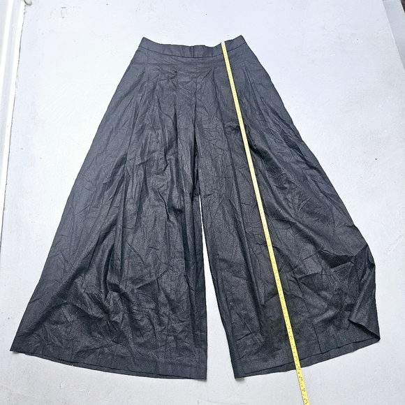 Banana Republic Lenin Blend Black Ultra Wide Lina Palazzo Pants Pocket Sz 8 New - Picture 5 of 16